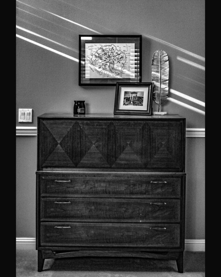 Morning sun on my bureau